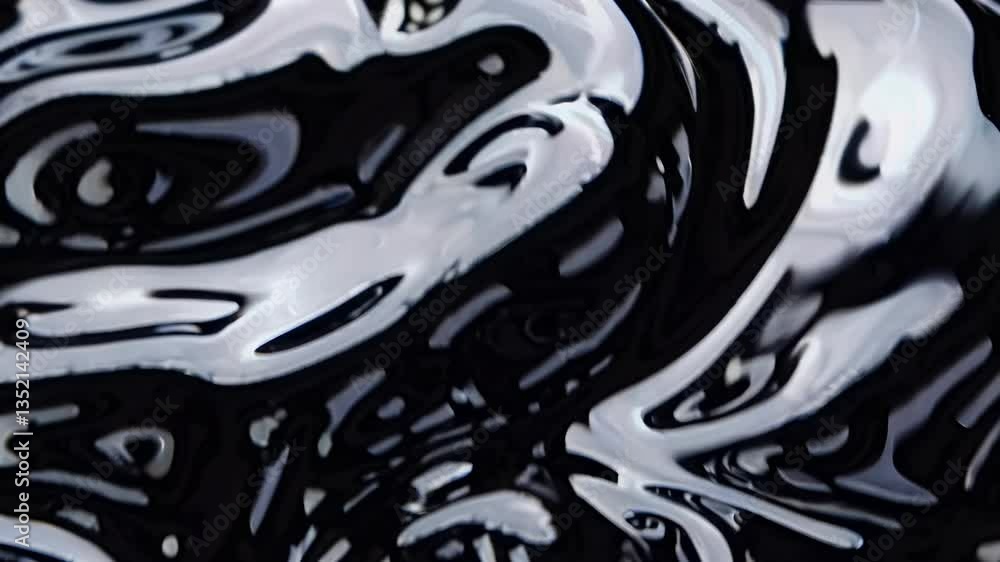 Poster abstract close-up of swirling black liquid, creating a dynamic, fluid motion. the video captures a t
