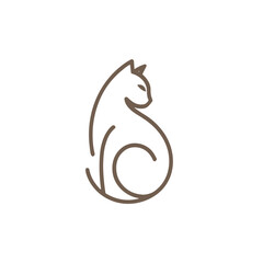Fototapeta premium Minimalistic cat logo design in soft colors with elegant lines and copy space