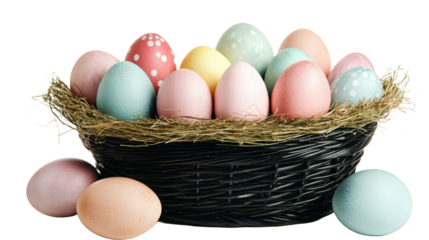 Colorful Easter Eggs in a Basket
