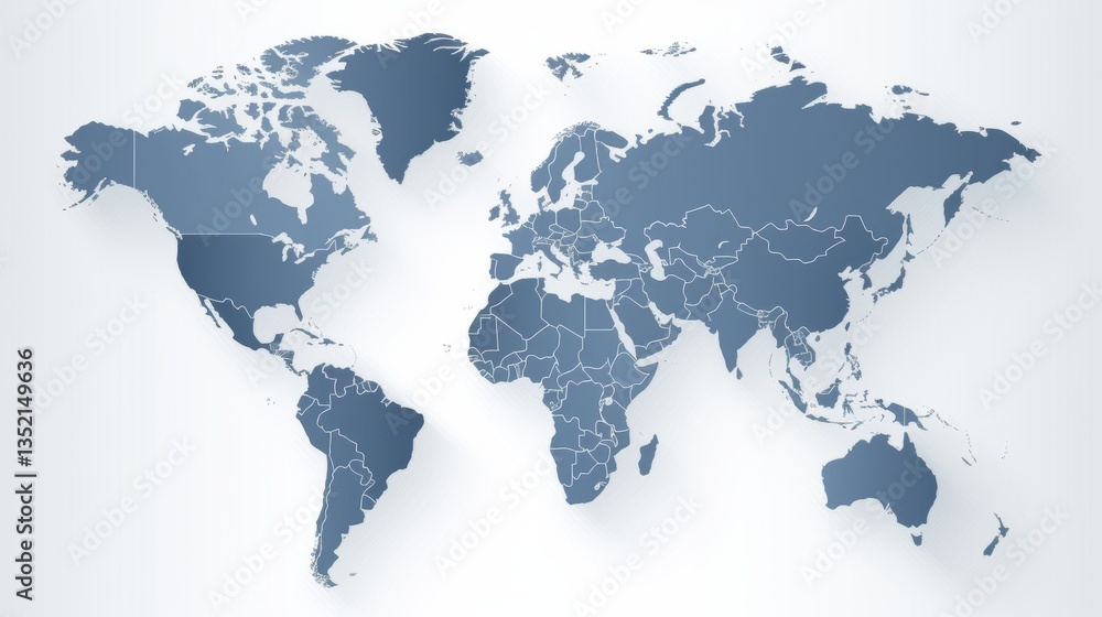 Poster abstract world map in pointillism style with grunge texture on a clean white background