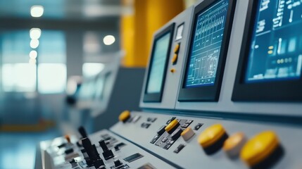 Fototapeta premium Industrial Control Panel: Advanced Technology in Manufacturing
