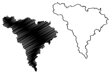 Alba County (Administrative divisions of Romania, Centru development region) map vector illustration, scribble sketch Alba map