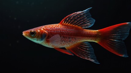 Vivid red fish, side profile