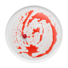 One dirty plate isolated on white, top view