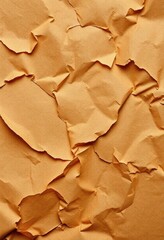 Close-up of crumpled brown paper showing fibrous texture and shading, backdrop, craft