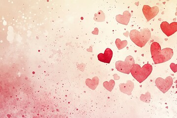 Watercolor Hearts: Valentine's Day or love-themed background with painted hearts