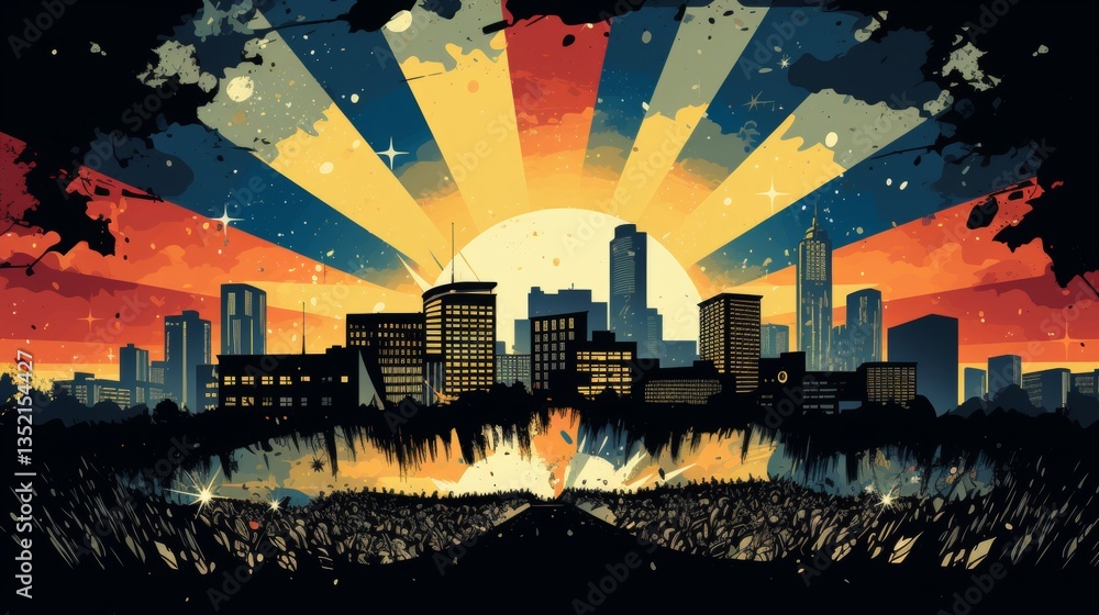 Poster vibrant background with adjusted light rays creating a dynamic visual experience