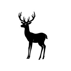 Obraz premium Elegant Deer Silhouette Isolated on White Backdrop