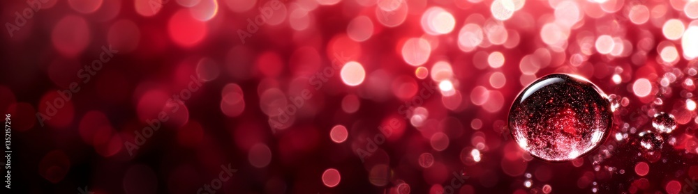 Poster a close-up shot of gleaming red beads, emphasizing their shiny texture and bright color, contrasted 