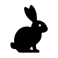 Black Rabbit Silhouette on White Background Graphic