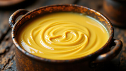 Beef Tallow rendered with a creamy texture in an old-fashioned metal pan on rustic wooden surface.