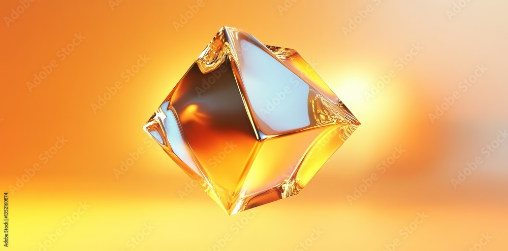 Poster a three dimensional abstract golden geometric structure appears floating in space