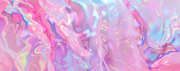 Colorful holographic abstract soft blurred noise pink pastel flowing glossy curve wave liquid smooth colourful texture backgrounds graphic.