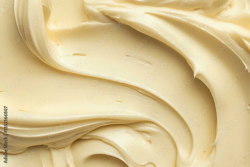 Aufkleber creamy vanilla frosting swirls in smooth waves creating soft textured background pattern. close up m
