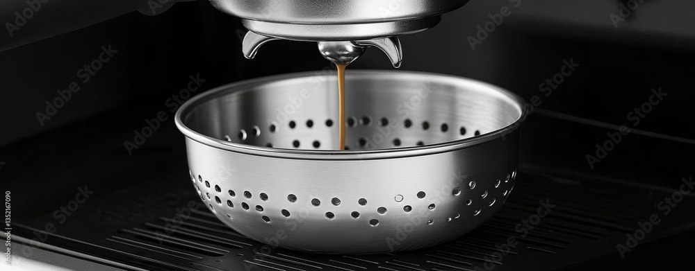 Poster an up-close image of a metal component with a perforated pattern, showcasing the intricacies of prec