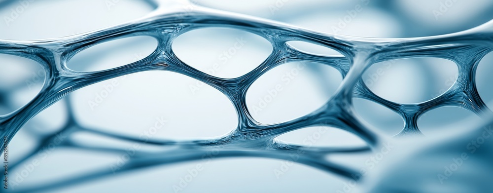 Poster a zoomed-in view of detailed, blue, bubble-like shapes with a textured exterior, revealing delicate 