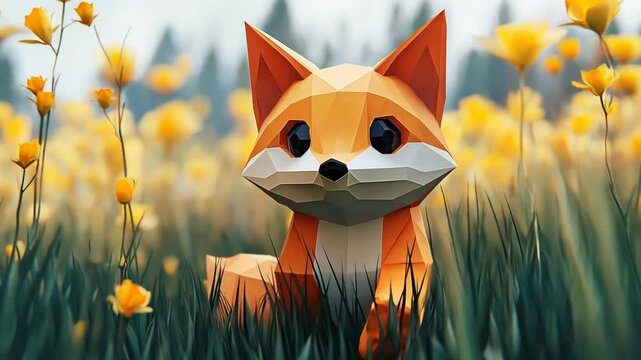 Cute Low Poly 3D Fox