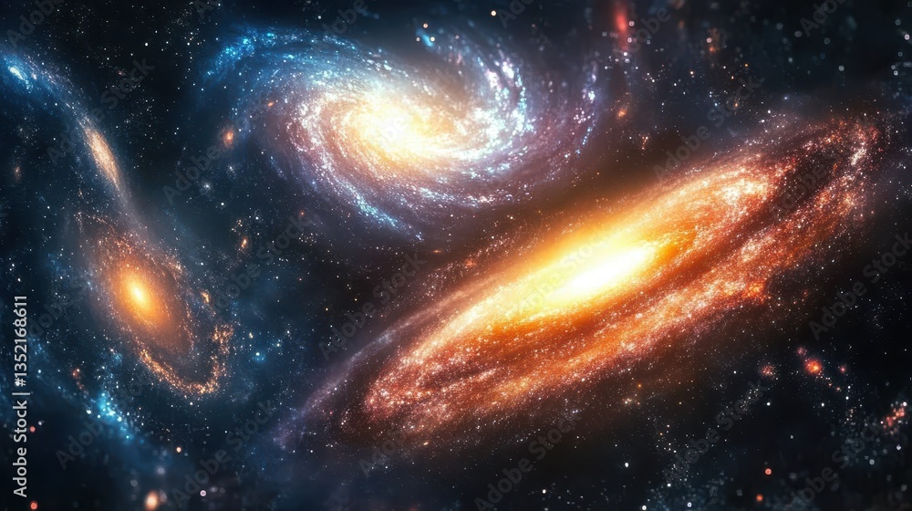 Wall mural a colorful artistic representation of galaxies and celestial objects