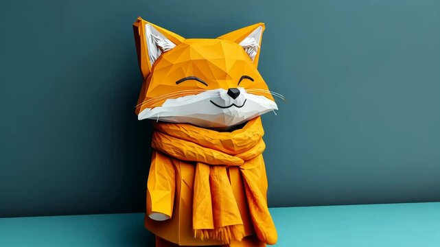 Cute 3D Low-Poly Fox Character Illustration Cartoon Happy Pet Animation