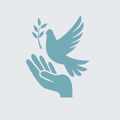 Dove Holding Olive Branch Vector Design.