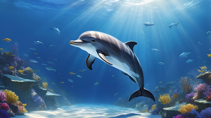 Obraz premium dolphins in the sea ai