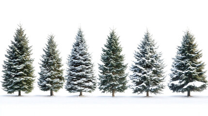 Naklejka premium Snowy Evergreen Trees in a Row