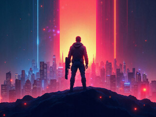 "Futuristic Cityscape Poster Design &ndash; Sci-Fi Thriller Concept Art"


