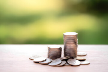 A stack of coins on a table