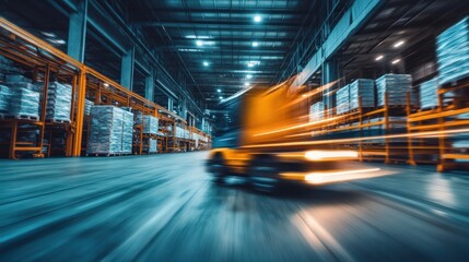 Fototapeta premium Fast-Paced Logistics: A Dynamic Warehouse Interior