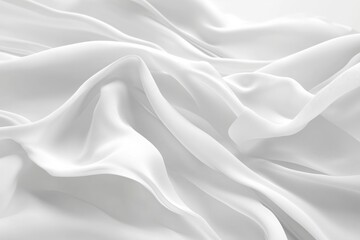 Obraz premium White abstract background. Fluttering white scarf. Waving on the wind white fabric. 3D illustration. white cloth fabric textile wind