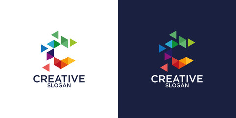 Business corporate letter C logo design vector. Colorful letter
