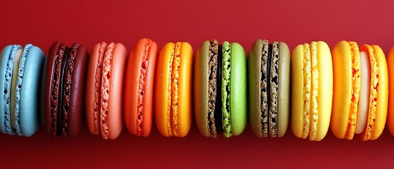 Colorful Macarons Row.