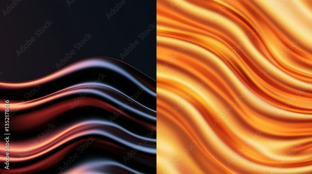 Poster dynamic interplay of colorful waves on a dark background, mesmerizing visual spectacle