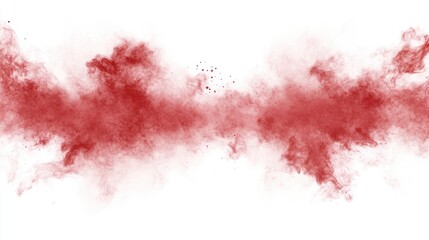 Dynamic red smoke effect on white background, an abstract visual representation