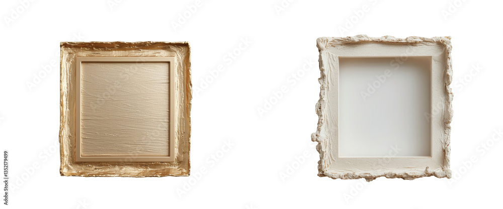 Poster ornate gold and white frames with textured borders for art display