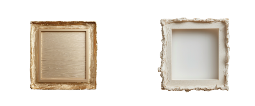 Ornate gold and white frames with textured borders for art display