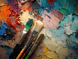 Fototapeta premium Artistic Residue: A Palette's Story in Colorful Splendor.