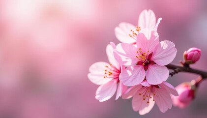Obraz premium Delicate pink sakura blossoms, full bloom, soft petals , nature, petals