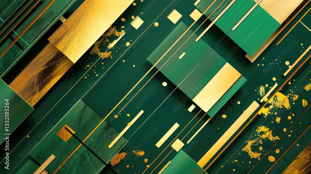 Poster the abstract picture of green and yellow shape repetitive pattern polygon geometry in background, ge