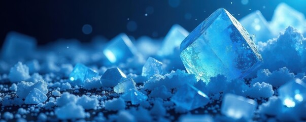 Intricate geometric ice shards, vibrant blue hue, blue texture, blue, shimmer
