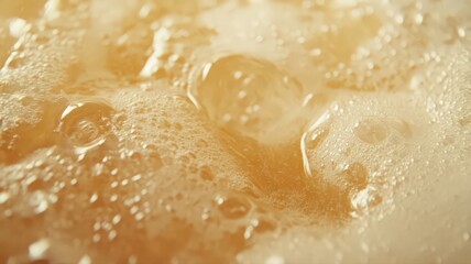 Fototapeta premium Golden Yellow Foam with Bubbles and Sparkles Texture