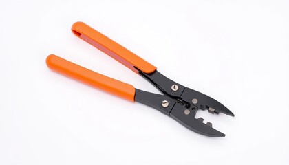 Orange_and_Black_Wire_Crimping_Pliers_on_White_Background