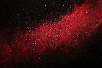 Red Glitter Explosion on Black Background Festive Sparkle Texture