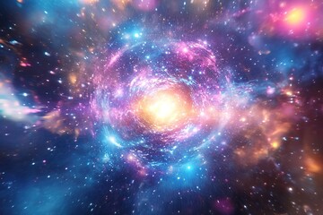 Fototapeta premium Abstract Cosmic Nebula Vibrant Galaxy Swirl, Space Background, Colorful Stars