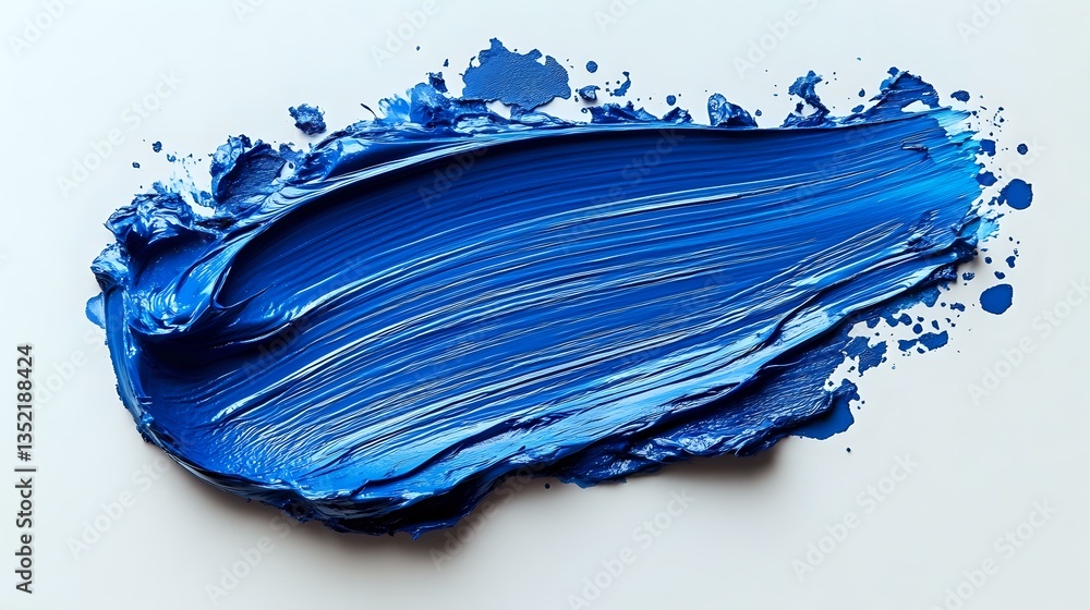 Aufkleber blue paint smear with textured brush strokes and dynamic splatter effect on white background, showin
