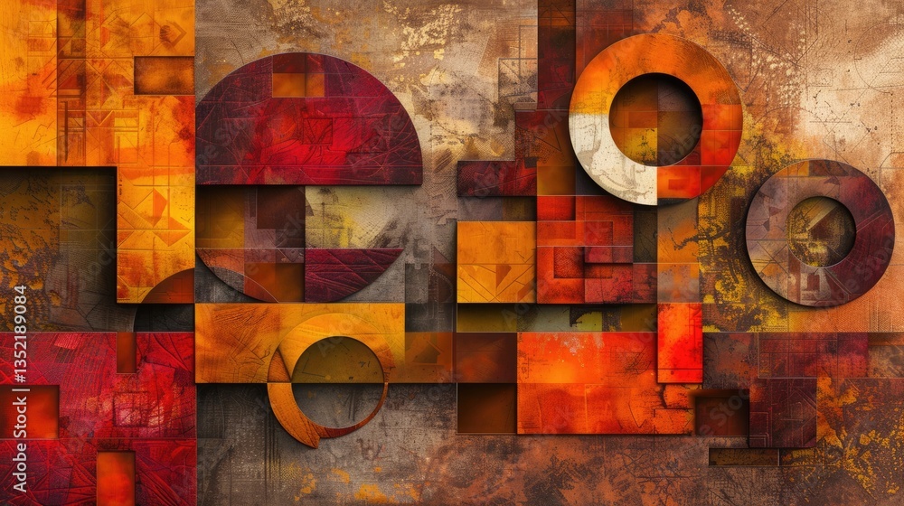 Poster the abstract picture of the red shape repetitive pattern polygon geometry in the background, geometr