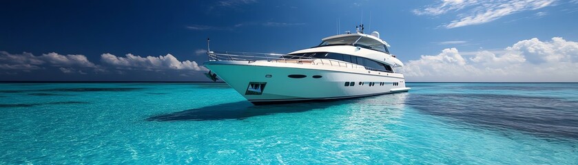 Fototapeta premium A luxury yacht sailing across turquoise waters, offering ultimate relaxation