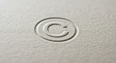 Copyright Symbol Embossed on Paper Texture Macro Detailed View