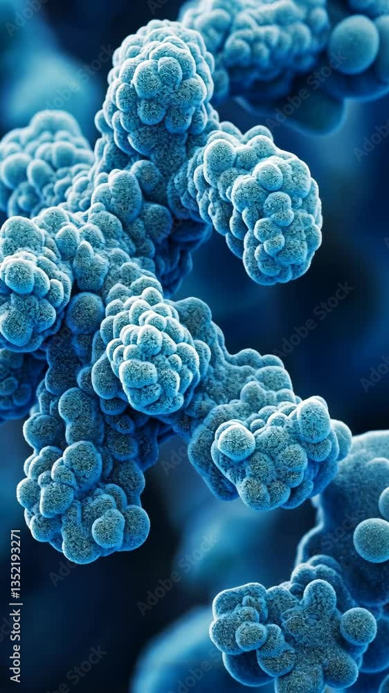Poster microscopic view of blue cellular structures showcasing intricate details and texture
