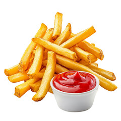 Golden Crispy French Fries with Smooth Red Ketchup - Perfect Snack or Side Dish